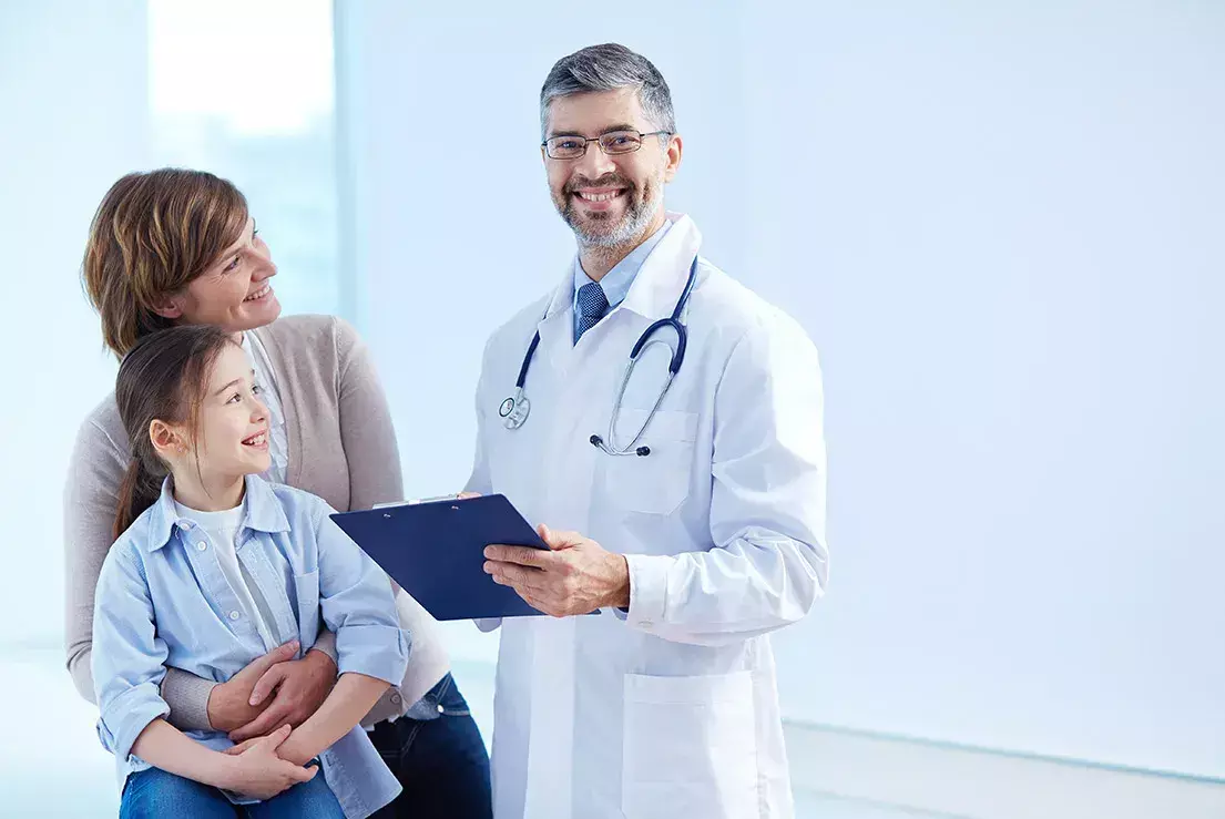 Doctor attending to a family